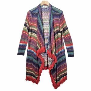 John Paul Richard Asymmetrical Open Cardigan Sweater Mullticolor Women's size M